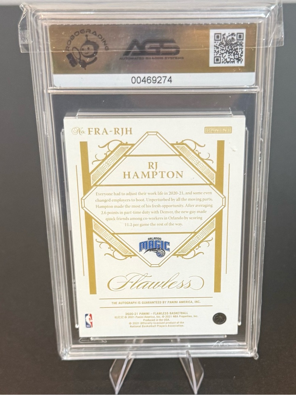 2020-21 Panini Flawless RJ Hampton Rookie Autograph Card-Ruby-AGS-10 # FIN-DOM - Picture 2 of 4